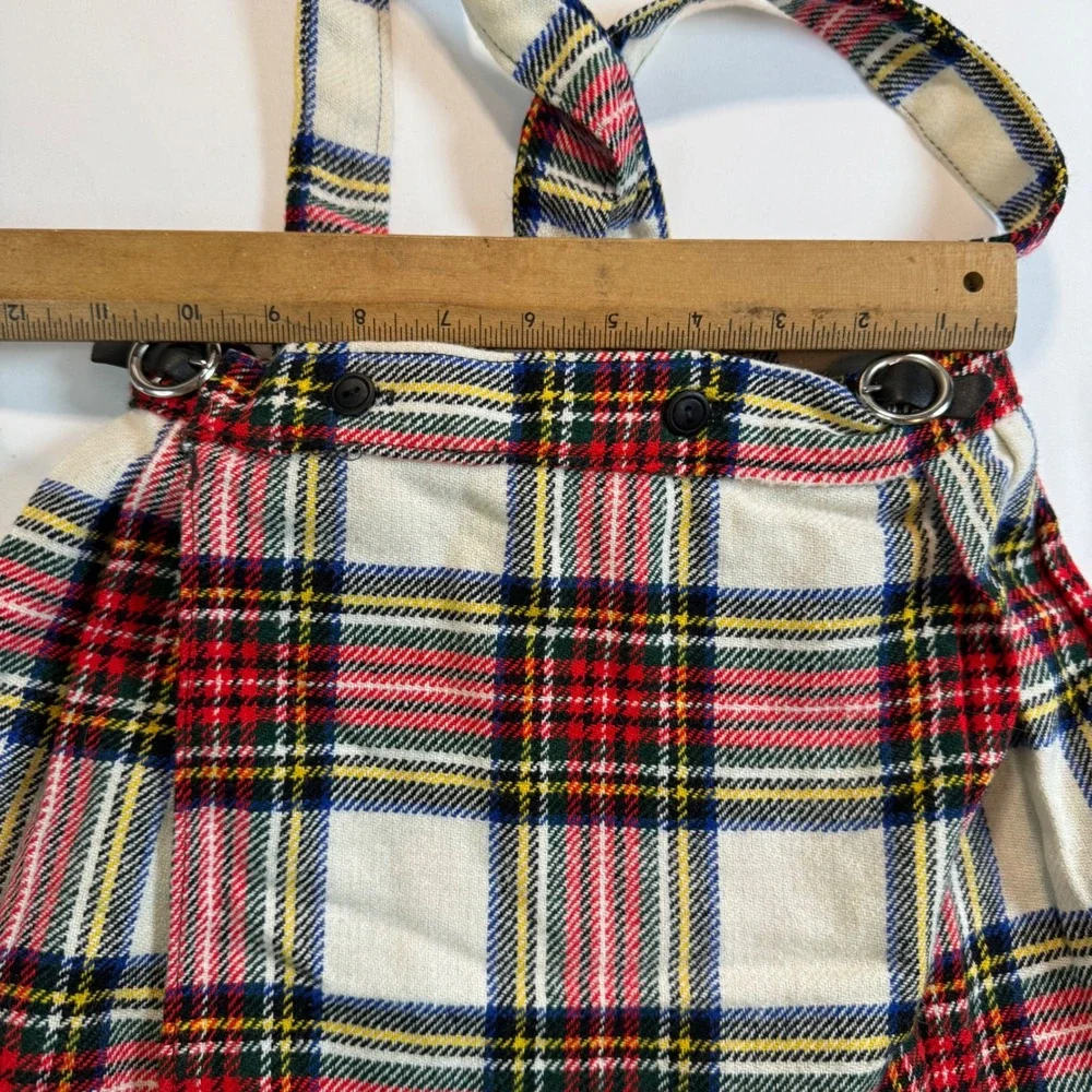 Vintage Clanric Kids Plaid Pinafore Skirt Made in England Wool Blend Tartan Kilt